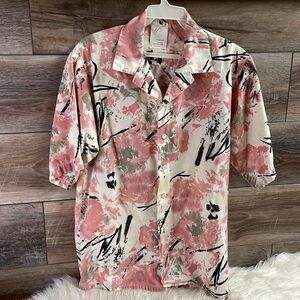 U Men’s Button Down Dress Shirt, Vintage, Size Small, Pink, Brown, Off W…